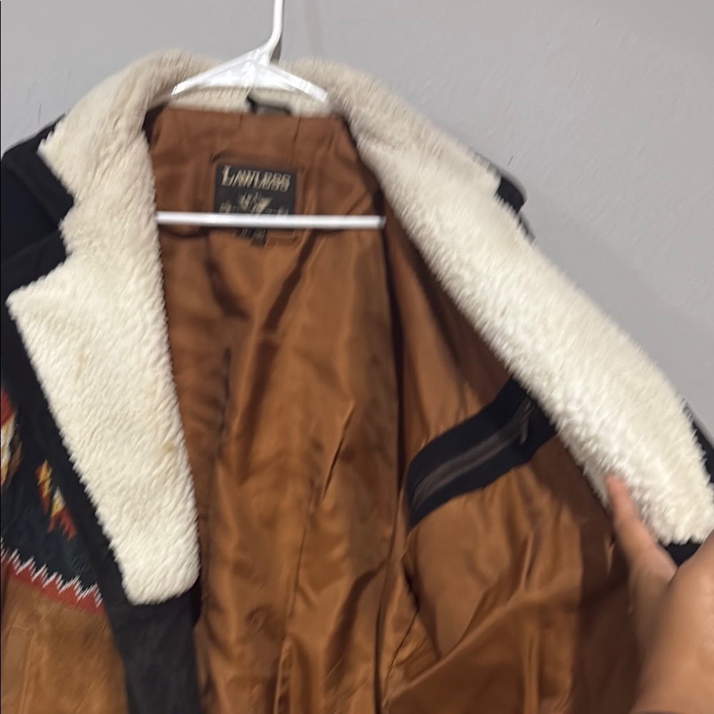 Vintage lawless Aztec southwestern Multicolor Jacket with Shearling Collar S - Picture 8 of 15